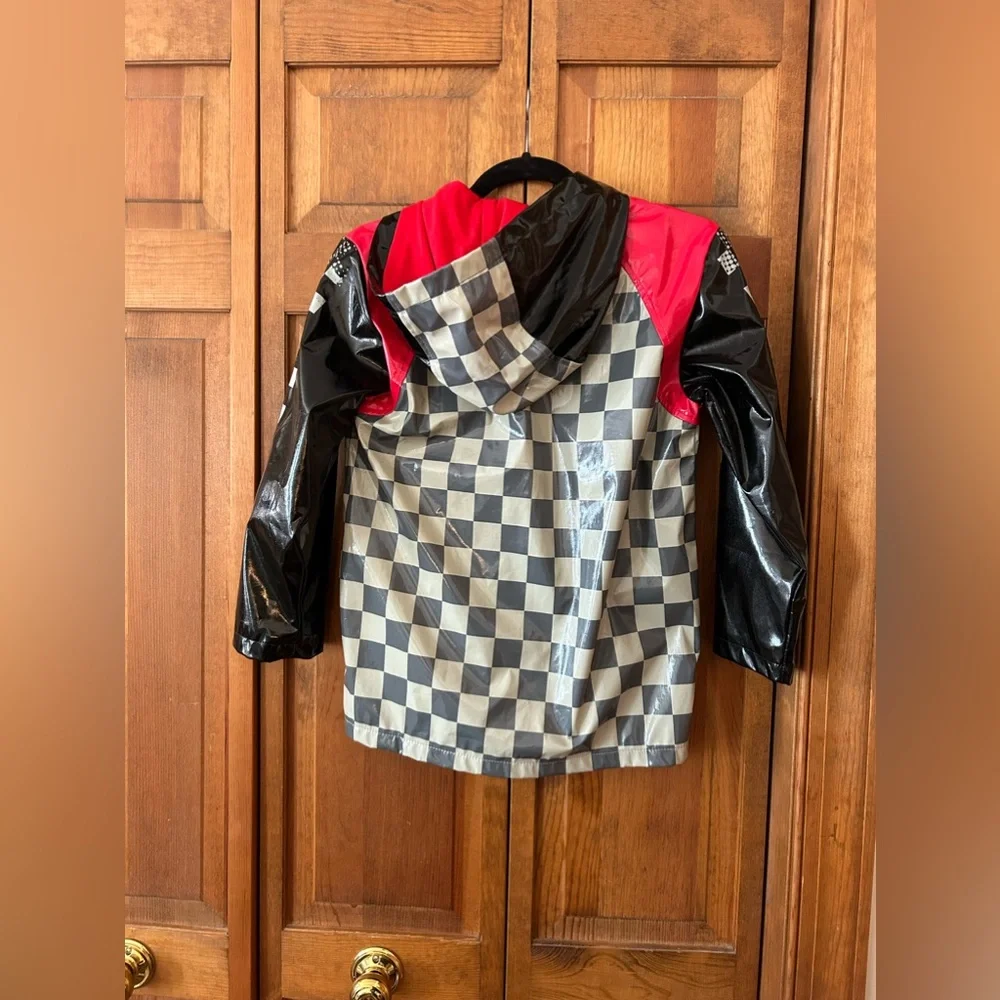 Disney/Pixar Boy’s Cars, Grey, Checked Lightning McQueen Raincoat, Approx. Sz M